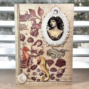 Handmade Mermaid and Seahorse Greeting Card